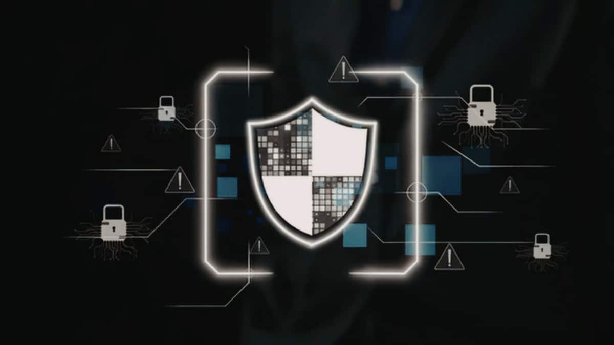 Digital cybersecurity shield representing business data protection